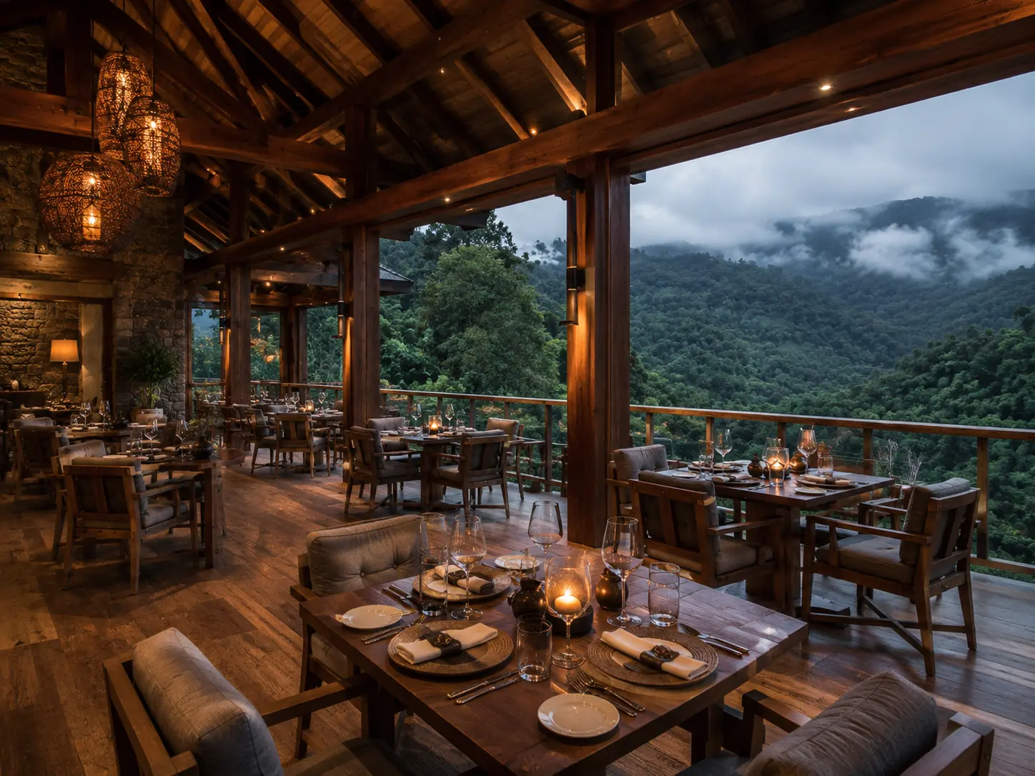 dinnig at Clouds Mountain Gorilla Lodge